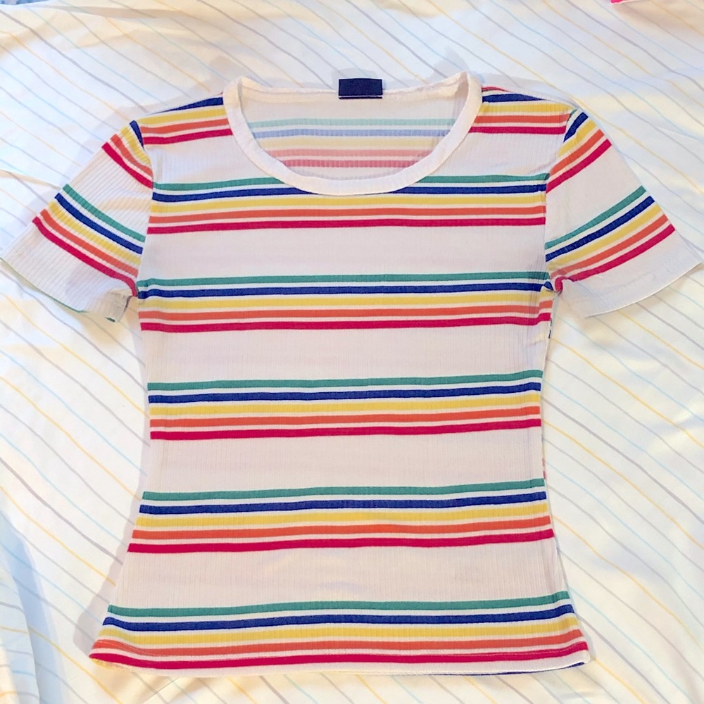 Rainbow stripped ribbed shirt